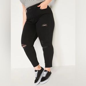 High-Waisted Pop Icon Black Ripped Skinny Jeans Size 14 NWT 😎✌️